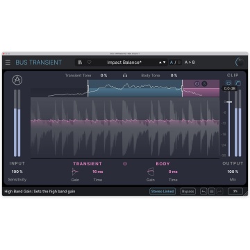 Arturia Bus TRANSIENT - Plugin transient shaper multiband cu clipper si control Attack/Body - Img 2