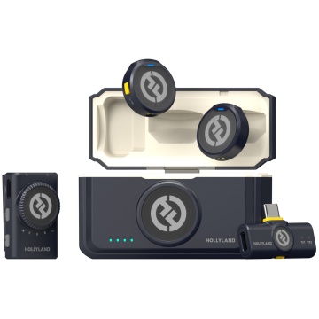 Hollyland LARK M2 Mini Combo - Shine Charcoal - Sistem Lavaliera Wireless 2.4 GHz cu 2 Transmitatoare