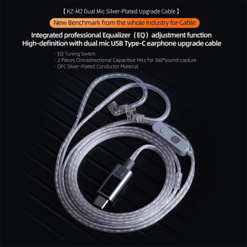 KZ Acoustics M2 Type C Cable Silver-Plated - Cablu pentru casti in-ear - Img 2