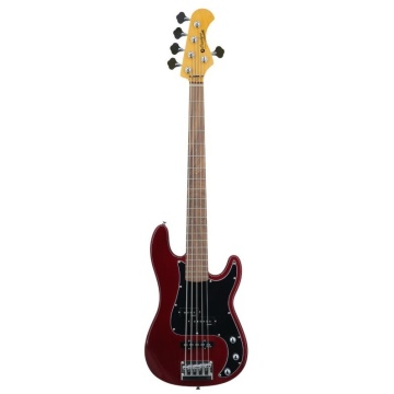 Prodipe Guitars PJ90 RA Alder 5 Trans Red - Chitara bass electrica