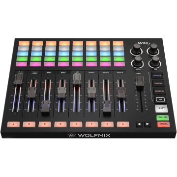 Wolfmix Wing - Controller DMX si MIDI cu 8 fadere motorizate matrice 8 x 5 si control pana la 8 universuri DMX cu Wolfmix W1 - Img 3