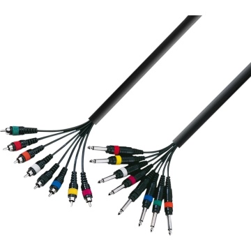 Adam Hall 3Star Multicore 8 x RCA-TS 5m - Cablu multicore 8 x Jack 6.3 mm TS / 8 x RCA