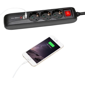 Adam Hall PDU 3S USB 1.4m - Prelungitor Schuko 3 prize cu intrerupator si 2 x USB - Img 6