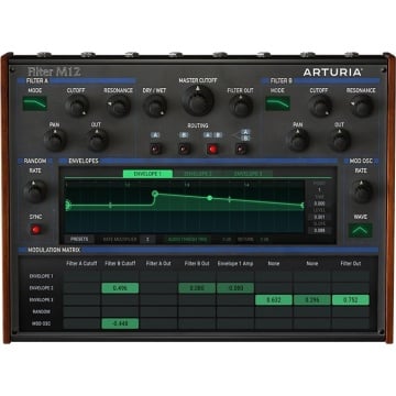Arturia Filter M12 - Plugin filtru multimod analog cu 2 filtre Matrix-12 si 15 moduri