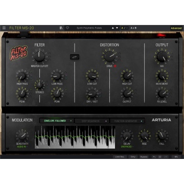 Arturia Filter MS-20 - Plugin audio filtru stereo analog si distorsiune cu secventiator in 16 pasi