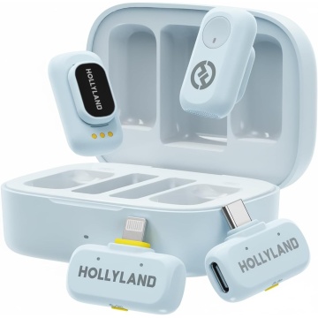 Hollyland LARK A1 Combo - Sky Blue - Sistem Lavaliera Wireless 2.4 GHz cu 2 Transmitatoare