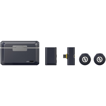 Hollyland LARK M2 Mini Combo - Shine Charcoal - Sistem Lavaliera Wireless 2.4 GHz cu 2 Transmitatoare - Img 3