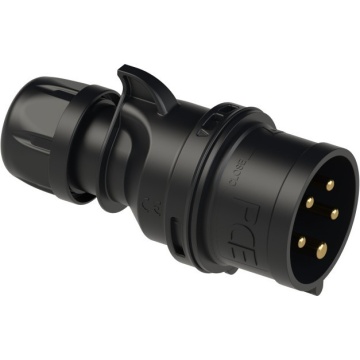PCE 16A 5p 6h IP44 TT SHARK black - Conector tata CEE