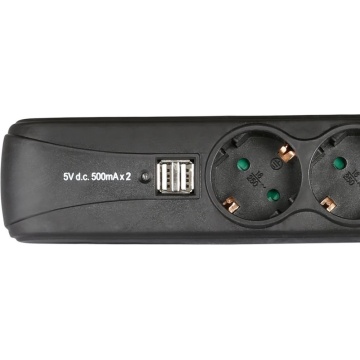Adam Hall PDU 3S USB 1.4m - Prelungitor Schuko 3 prize cu intrerupator si 2 x USB - Img 3