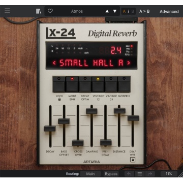 Arturia Rev LX-24 - Plugin reverb digital algoritmic cu 8 algoritmi si 100 preseturi