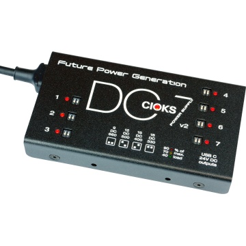 CIOKS DC7 v2 - Sursa de alimentare izolata pentru pedale de efect cu 7 iesiri DC configurabile USB-C si iesire AUX 24 V