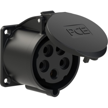 PCE 70x70 mm 32A 5p 6h IP44/IP54 black - Conector mama CEE