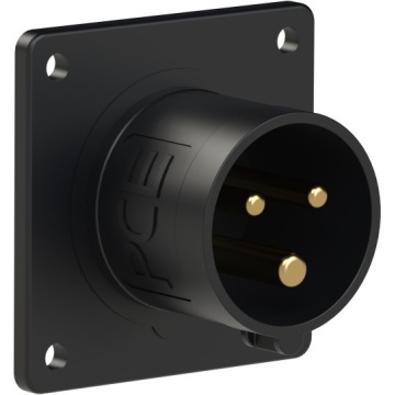PCE 70x70 straight 16A 3p 6h IP44 TT black - Conector tata CEE