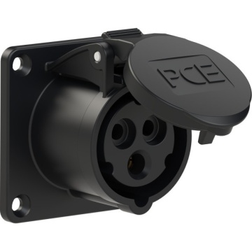 PCE 70x70 mm 16A 3p 6h IP44/IP54 black - Conector mama CEE