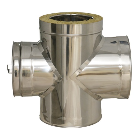 Ramificatie T cu gura vizitare, 90 gr, inox izolat, diam int 120 , ext 220 mm