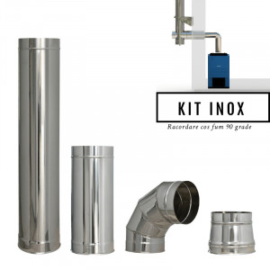 Kit 90 grade din inox, racordare cos fum, diam 180 mm