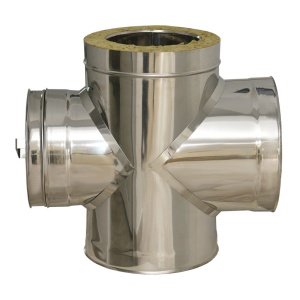 Ramificatie T cu gura vizitare, 90 gr, inox izolat, diam int 120 , ext 220 mm