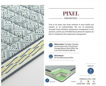 Centuary Bonded Foam Mattress Pixel With Memory Foam Pillow Top 78 x 72 x 7
