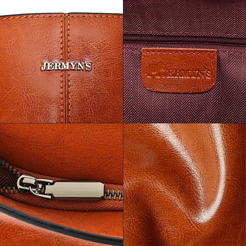 horomin様 Geanta shopper dama din piele naturala maro JERMYN'S Sheryl