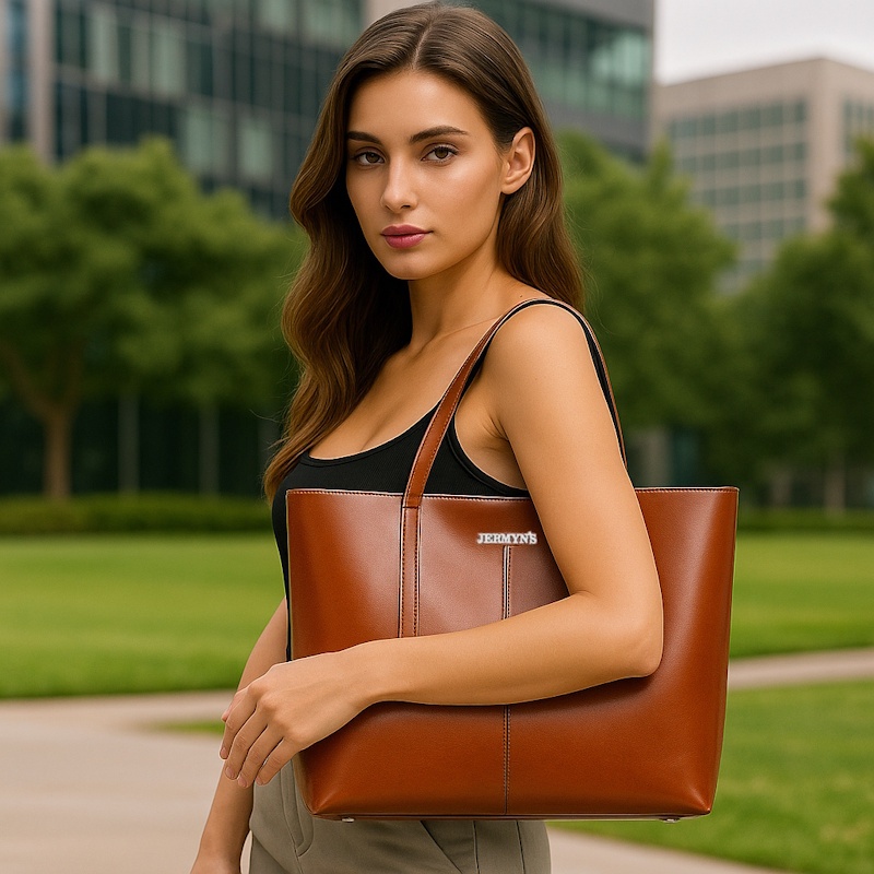 horomin様 Geanta shopper dama din piele naturala maro JERMYN'S Sheryl