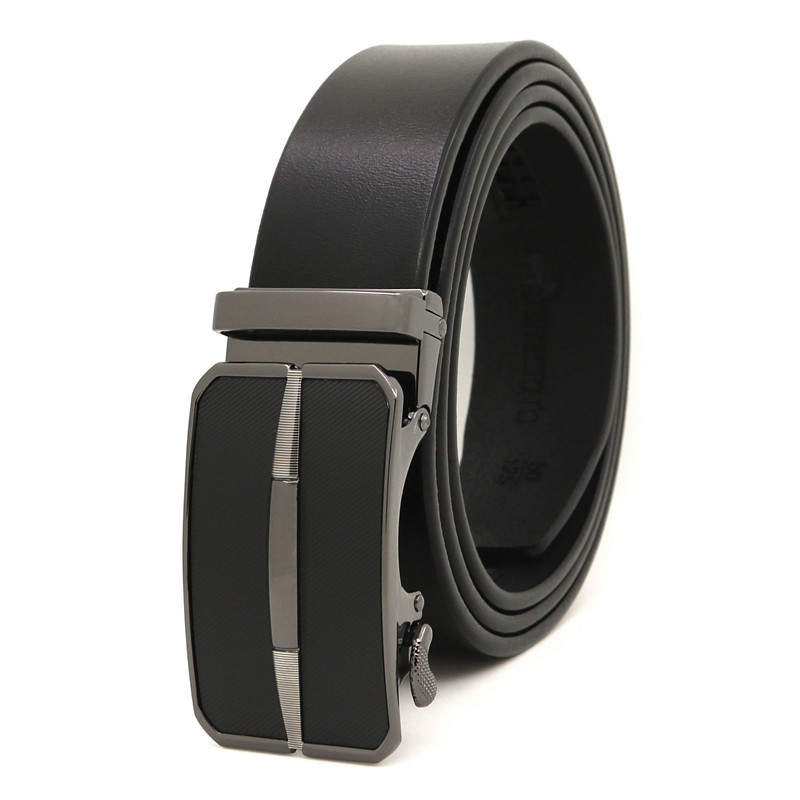 Curea barbati din piele naturala neagra JERMYN'S Stanley cu catarama automata
