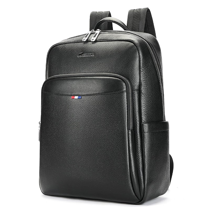 Rucsac din piele naturala neagra JERMYN'S Tommy