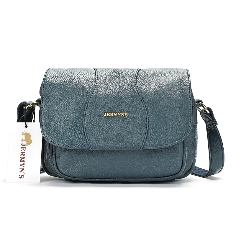 Geanta dama JERMYN'S Sophia, piele naturala, albastru petrol, casual