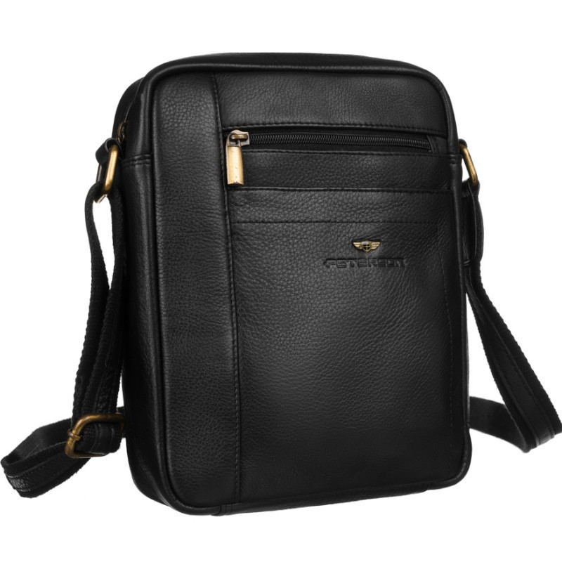 Geanta messenger barbati PETERSON Scott din piele naturala neagra