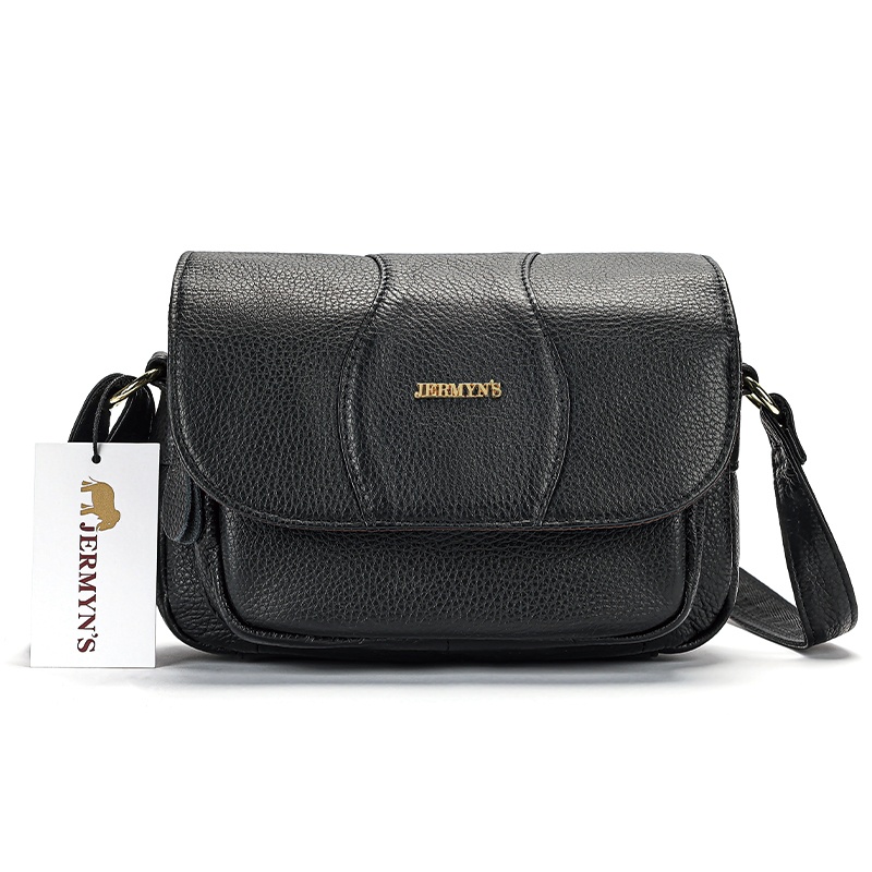 Geanta dama JERMYN'S Sophia, piele naturala, neagra, casual