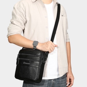 Borseta barbati din piele naturala JERMYN'S Brisbane, neagra - Img 2