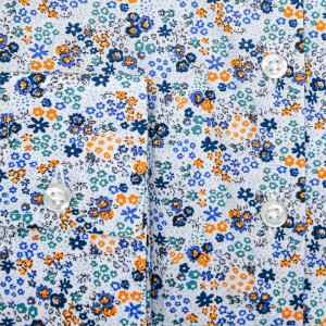 Camasa alba dama Luxury Slim Fit EASY IRON cu imprimeu floral orange albastru - Img 5
