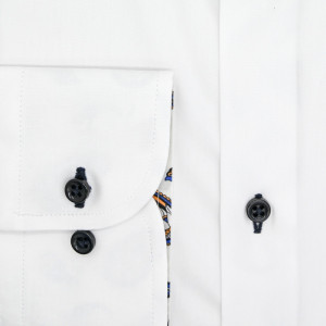 Camasa alba regular barbati Luxury Classic Fit EASY IRON cu garnitura paisley albastru si maro - Img 4