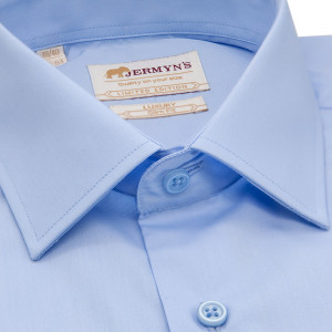 Camasa bleu regular office barbati pentru butoni Luxury Classic Fit EASY IRON - Img 2