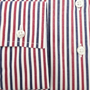 Camasa dama alba Luxury Slim Fit EASY IRON cu dungi rosii si bleumarin - Img 12