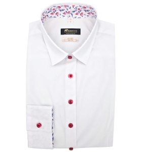 Camasa dama alba office Luxury Slim Fit EASY IRON cu garnitura cu motiv floral - Img 5
