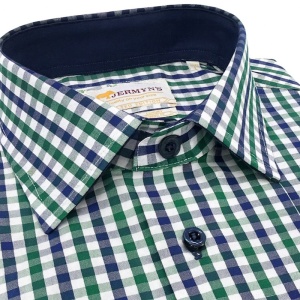 Camasa regular casual barbati in carouri verzi bleumarin Luxury Classic Fit EASY IRON - Img 2