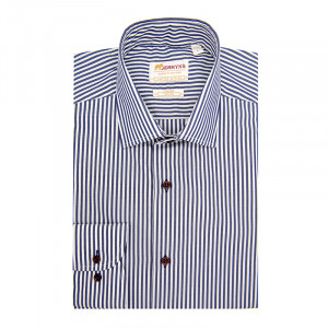 Camasa regular office barbati in dungi bleumarin Luxury Classic Fit EASY IRON - Img 3