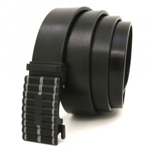 Curea barbati din piele naturala neagra JERMYN'S Alan cu catarama automata - Img 2
