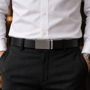 Curea barbati din piele naturala neagra JERMYN'S Bentley cu catarama automata - Img 2
