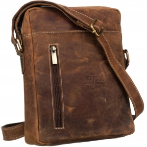 Geanta crossbody barbati ALWAYS WILD Clifford din piele naturala maro coniac