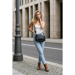 Geanta dama JERMYN'S Alice, piele naturala, neagra - Img 2
