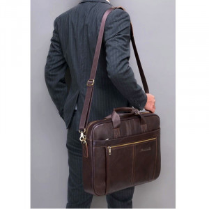 Geanta laptop din piele naturala maro inchis JERMYN'S Houston - Img 12