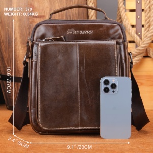 Geanta messenger barbati din piele naturala maro JERMYN'S Wilson - Img 10