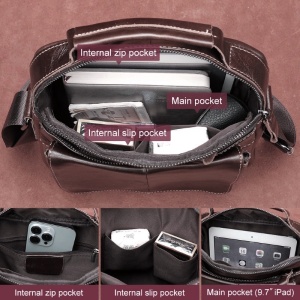 Geanta messenger barbati din piele naturala maro JERMYN'S Wilson - Img 7