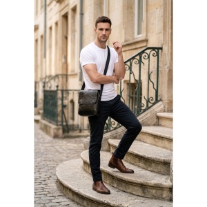 Geanta messenger barbati din piele naturala neagra Jacob - Img 3