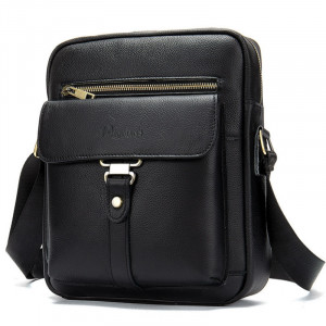 Geanta messenger barbati din piele naturala neagra London