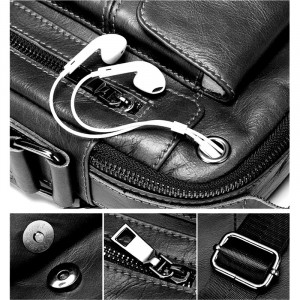 Geanta messenger barbati Oliver din piele naturala neagra - Img 9