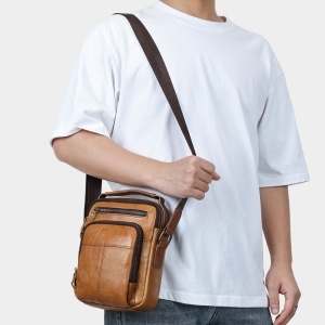 Geanta messenger barbati, piele naturala, JERMYN'S Kansas, maro - Img 4