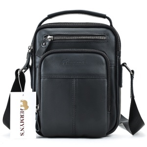 Geanta messenger barbati, piele naturala, JERMYN'S Kansas, neagra - Img 3