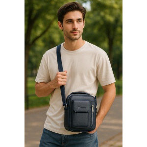 Geanta messenger barbati, piele naturala, JERMYN'S Lincoln, bleumarin - Img 2